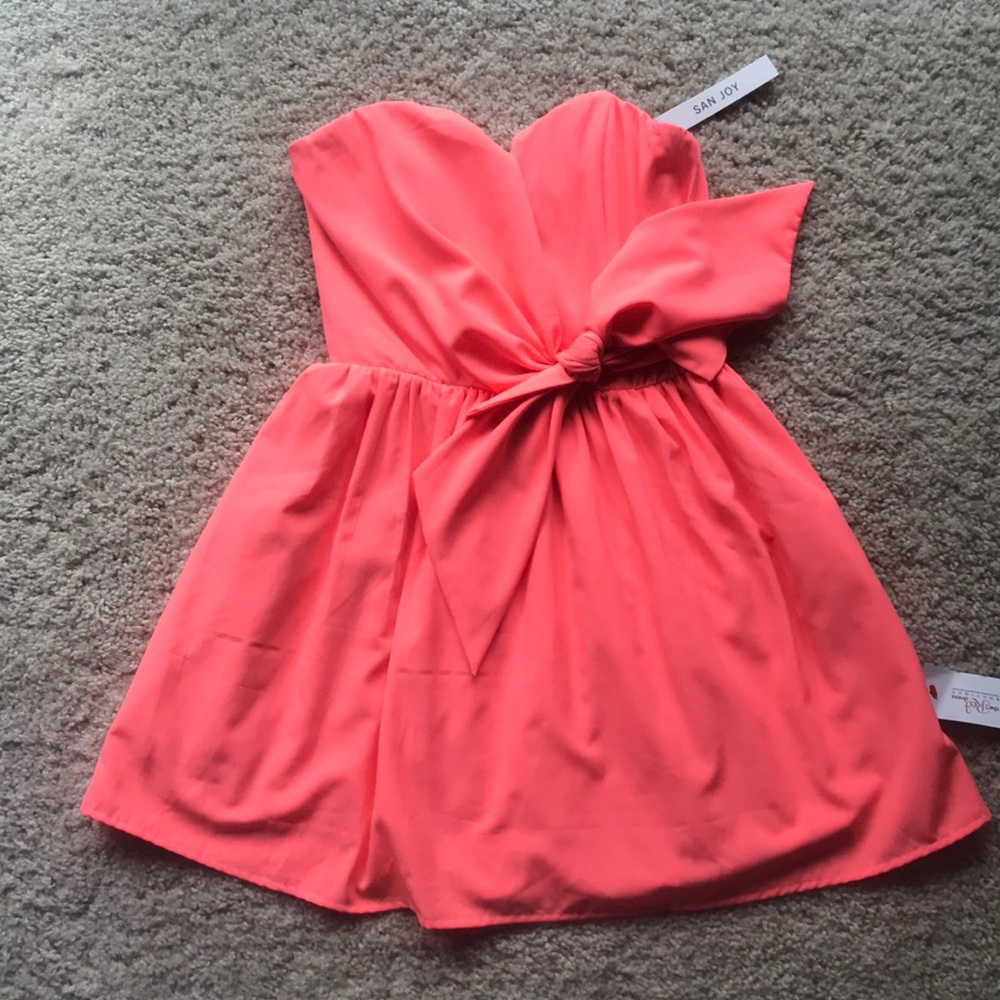 NWT hot pink/ coral strapless mini dress size s